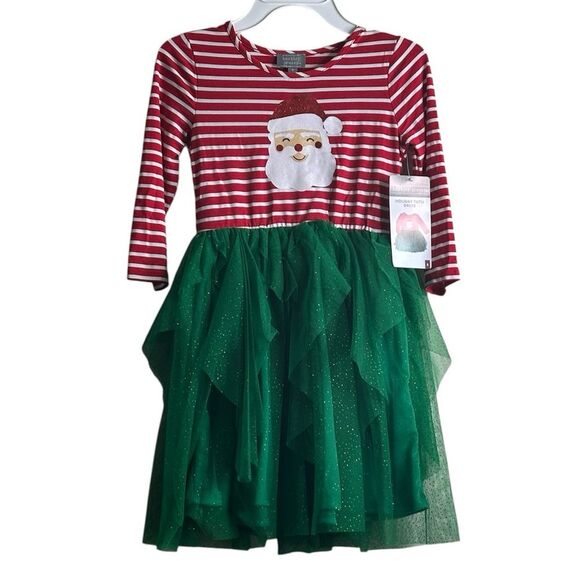 NWT Berkley Jensen Red and Green Santa Holiday Tutu Dress Size 8 - Picture 2 of 6